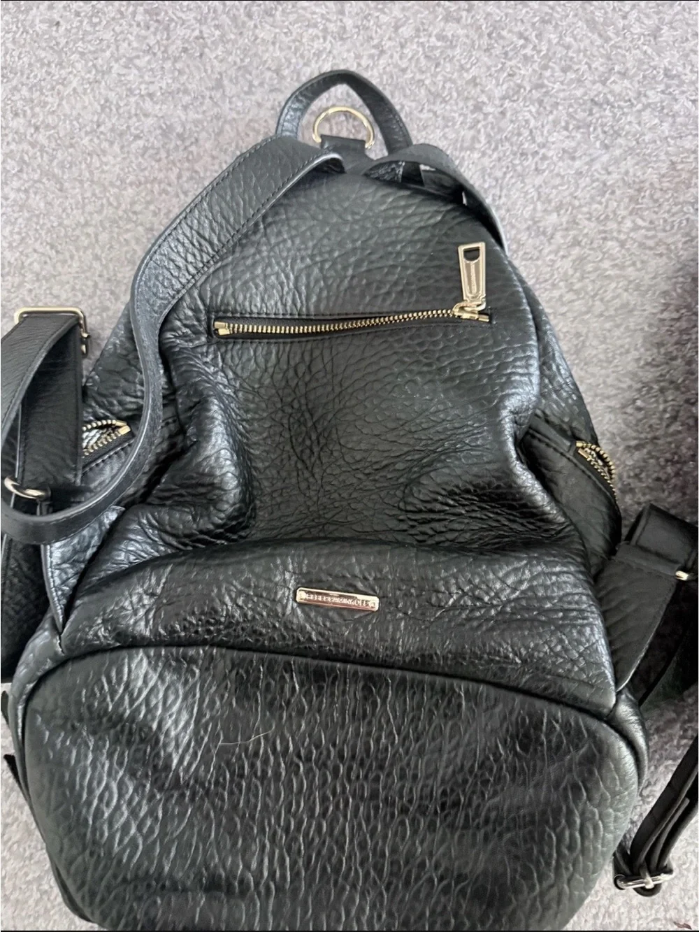Rebecca Minkoff Black Pebbled Leather Backpack
